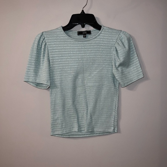 Vibe Tops - Shimmery ribbed blue top vibe sportswear size small
